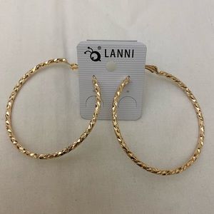 Lanni Gold Fashion Earrings Pierced Hoops NIP